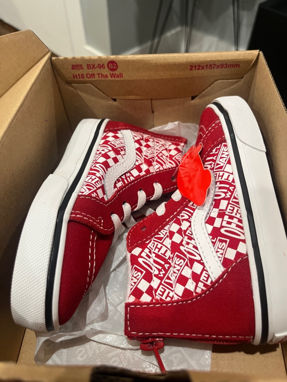 Vans Kids Red & White Checkerboard High-Top Sneakers